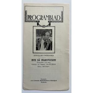 RARE Swedish 1920 Douglas Fairbanks Program from 1918 Headin South, Hollywood